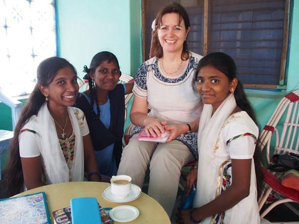 Heather Cowper with Indian Kids